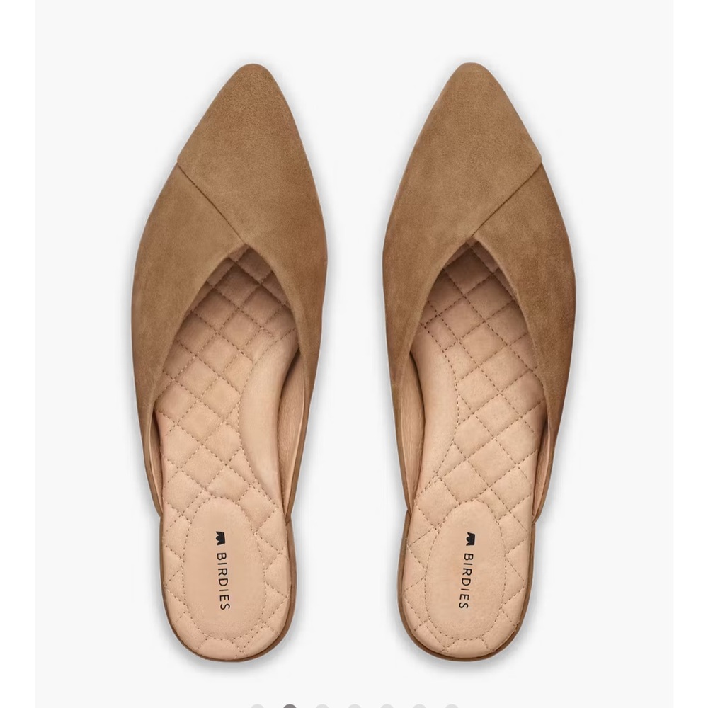 Birdies The Swan mule slides golden oak suede. Size 9.5